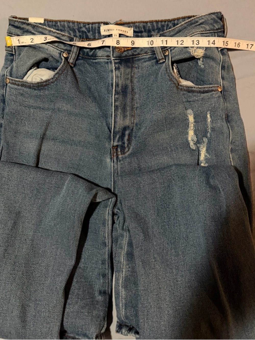 Almost Famous Distressed Flare Jeans - Size 11 - Picture 6 of 8
